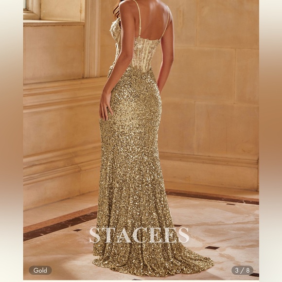 GOLD SHINY LONG DRESS ‼️ - Picture 5 of 12
